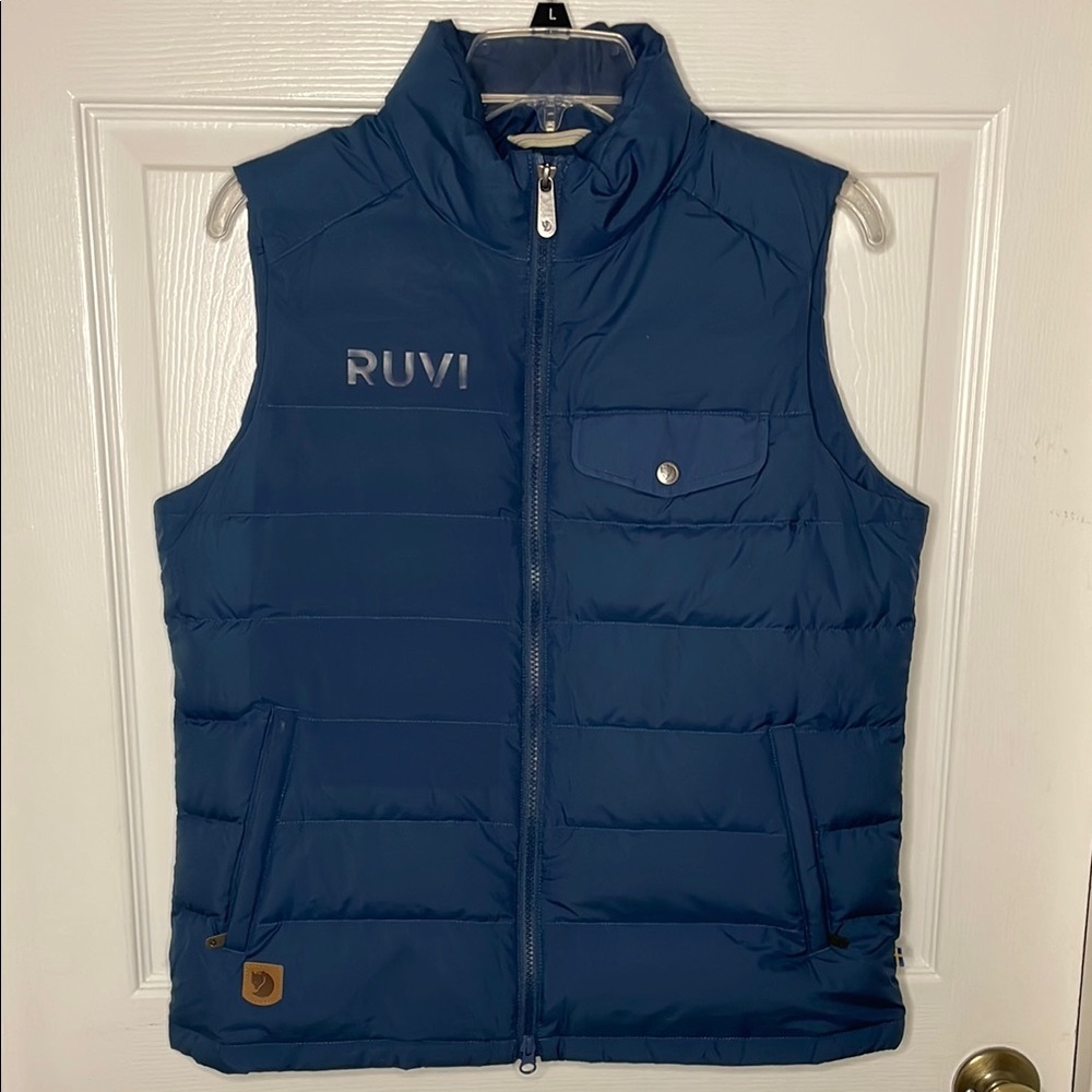 Fjallraven Quilted Greenland Blue Puffer Vest with Stand-Up Collar